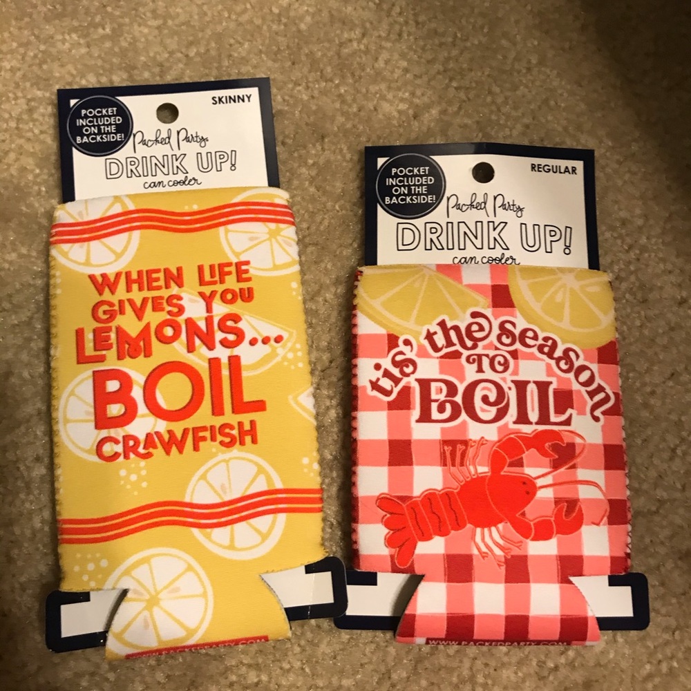 Crawfish boil red yellow koozie bundle